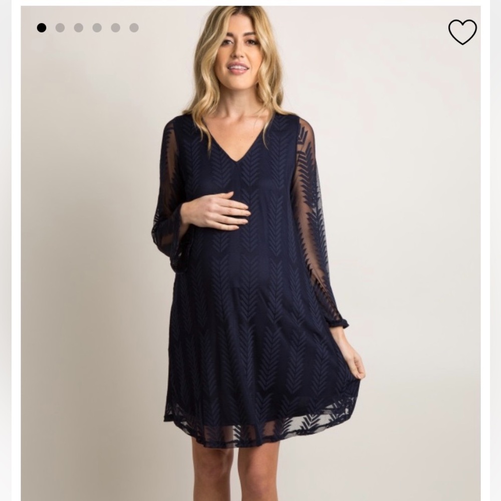 Pinkblush Navy Mesh Overlay Dress